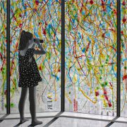 Room With A View, 2022 Painting, Mixed Media On Canvas, Urban, Streetart, Popart, Children, 110 X 110 X 4 Cm